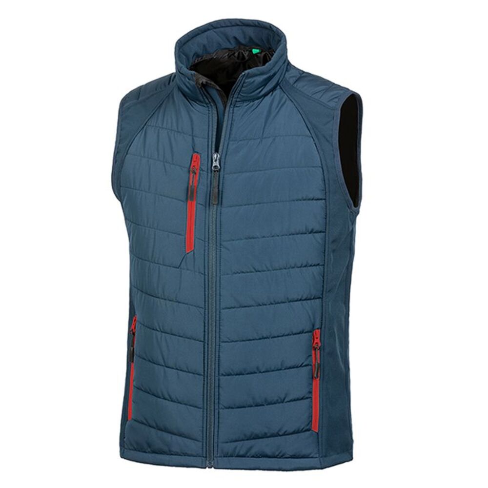Result Mens Black Compass Padded Soft Shell Gilet / Navy/Red